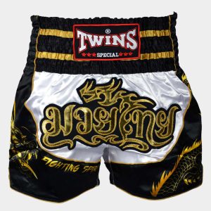 Twins TBS-DR3 Dragon Black & White Muay Thai Shorts